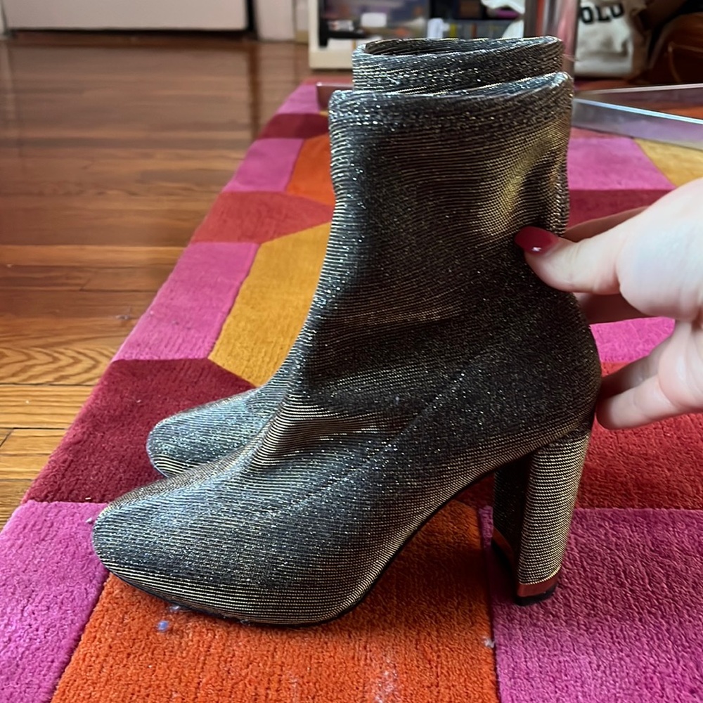 Michael Kors gold and silver glitter heeled boots